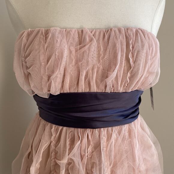 JUMP GIRL Strapless Ruffle Mini Dress Womens Sz 6 Blush Pink Grey Sash Fairy - Picture 3 of 5